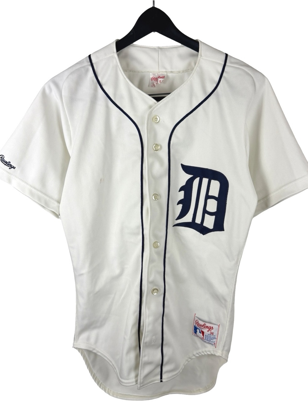 Vintage 1980s Rawlings Detroit Tigers MLB Baseball Away Jersey Size 36